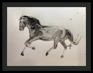 Unbridled - Framed Ink Sketch Horse Print by Ryan Hopkins