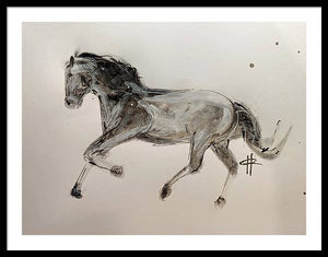 Unbridled - Framed Ink Sketch Horse Print by Ryan Hopkins