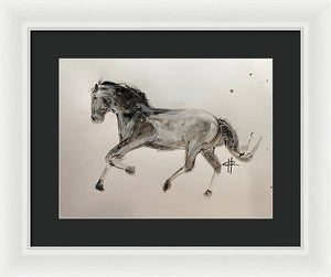 Unbridled - Framed Ink Sketch Horse Print by Ryan Hopkins