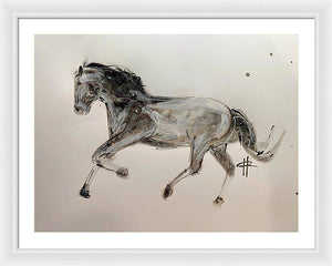 Unbridled - Framed Ink Sketch Horse Print by Ryan Hopkins