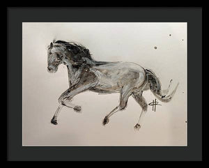 Unbridled - Framed Ink Sketch Horse Print by Ryan Hopkins