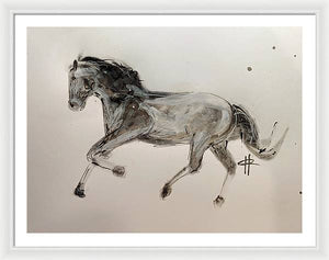 Unbridled - Framed Ink Sketch Horse Print by Ryan Hopkins