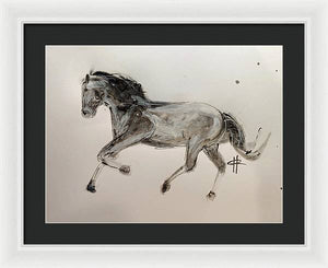 Unbridled - Framed Ink Sketch Horse Print by Ryan Hopkins