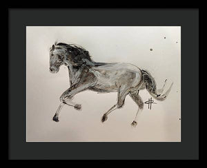 Unbridled - Framed Ink Sketch Horse Print by Ryan Hopkins