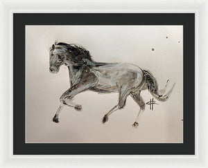 Unbridled - Framed Ink Sketch Horse Print by Ryan Hopkins