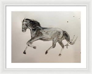 Unbridled - Framed Ink Sketch Horse Print by Ryan Hopkins