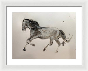 Unbridled - Framed Ink Sketch Horse Print by Ryan Hopkins