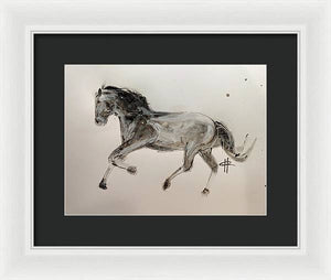 Unbridled - Framed Ink Sketch Horse Print by Ryan Hopkins