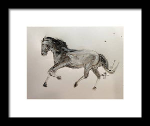 Unbridled - Framed Ink Sketch Horse Print by Ryan Hopkins