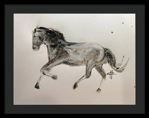 Unbridled - Framed Ink Sketch Horse Print by Ryan Hopkins